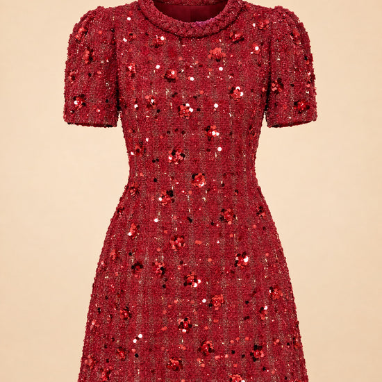 Cherry Tweed Shift Dress ghost_front