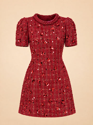 Cherry Tweed Shift Dress ghost_front
