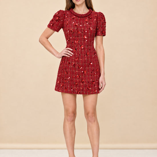 Cherry Tweed Shift Dress model_front_2