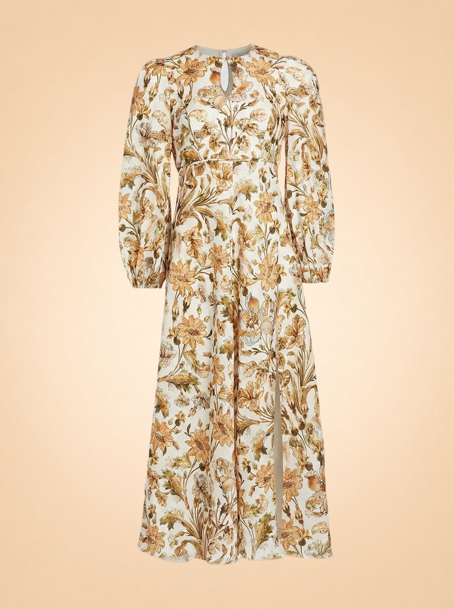 Chintz Floral Linen Midi-Dress ghost_front