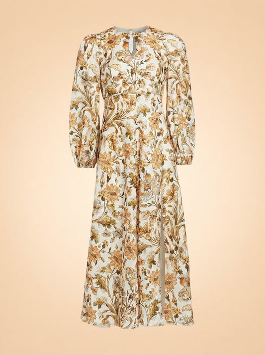 Chintz Floral Linen Midi-Dress ghost_front
