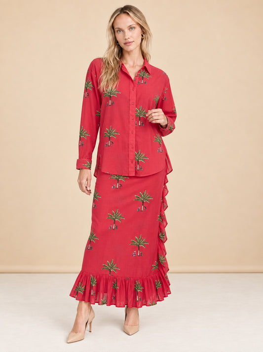 Petit Palm Shirt & Ruffle Pareo Set