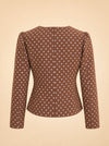 Cocoa Dot Stretch Jacquard Vreeland Top ghost_back