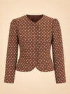 Cocoa Dot Stretch Jacquard Vreeland Top ghost_front