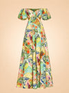 STAUD Coliseum Cotton Linen Maxi Dress Cutout Tropical Floral Vacation Size 2 MK ghost_front