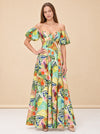 STAUD Coliseum Cotton Linen Maxi Dress Cutout Tropical Floral Vacation Size 2 MK model_front_2