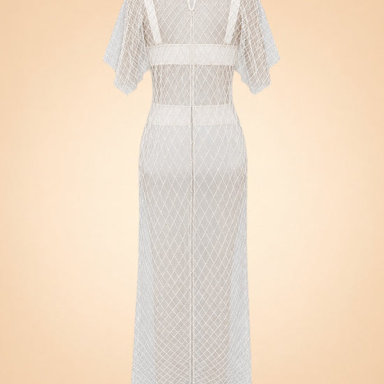 Wraith Beaded Tulle Midi Dress — ghost back