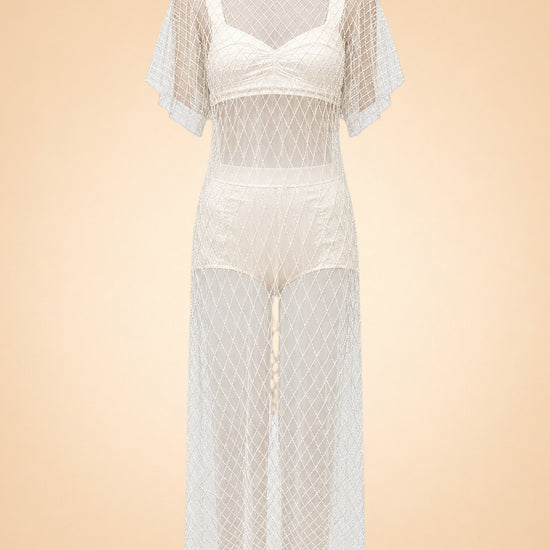 Wraith Beaded Tulle Midi Dress — ghost front