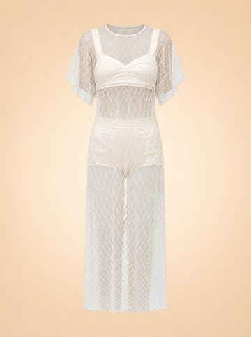 Wraith Beaded Tulle Midi Dress — ghost front
