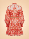 Zimmermann Coral/Red Palm & Floral Print Linen Dress — back