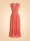 Love The Label Coral Tiered Ruffle Maxi Dress — front
