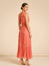 Love The Label Coral Tiered Ruffle Maxi Dress — detail
