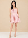 STAUD Cordelia pleated cotton-blend minidress model_front