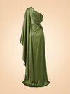 Cosette One Shoulder Cutout Silk Satin Gown ghost_back