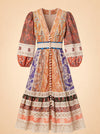 ZIMMERMANN Crochet-Trimmed Patchwork Paisley Linen Midi Dress ghost_front