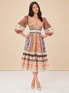 ZIMMERMANN Crochet-Trimmed Patchwork Paisley Linen Midi Dress model_front