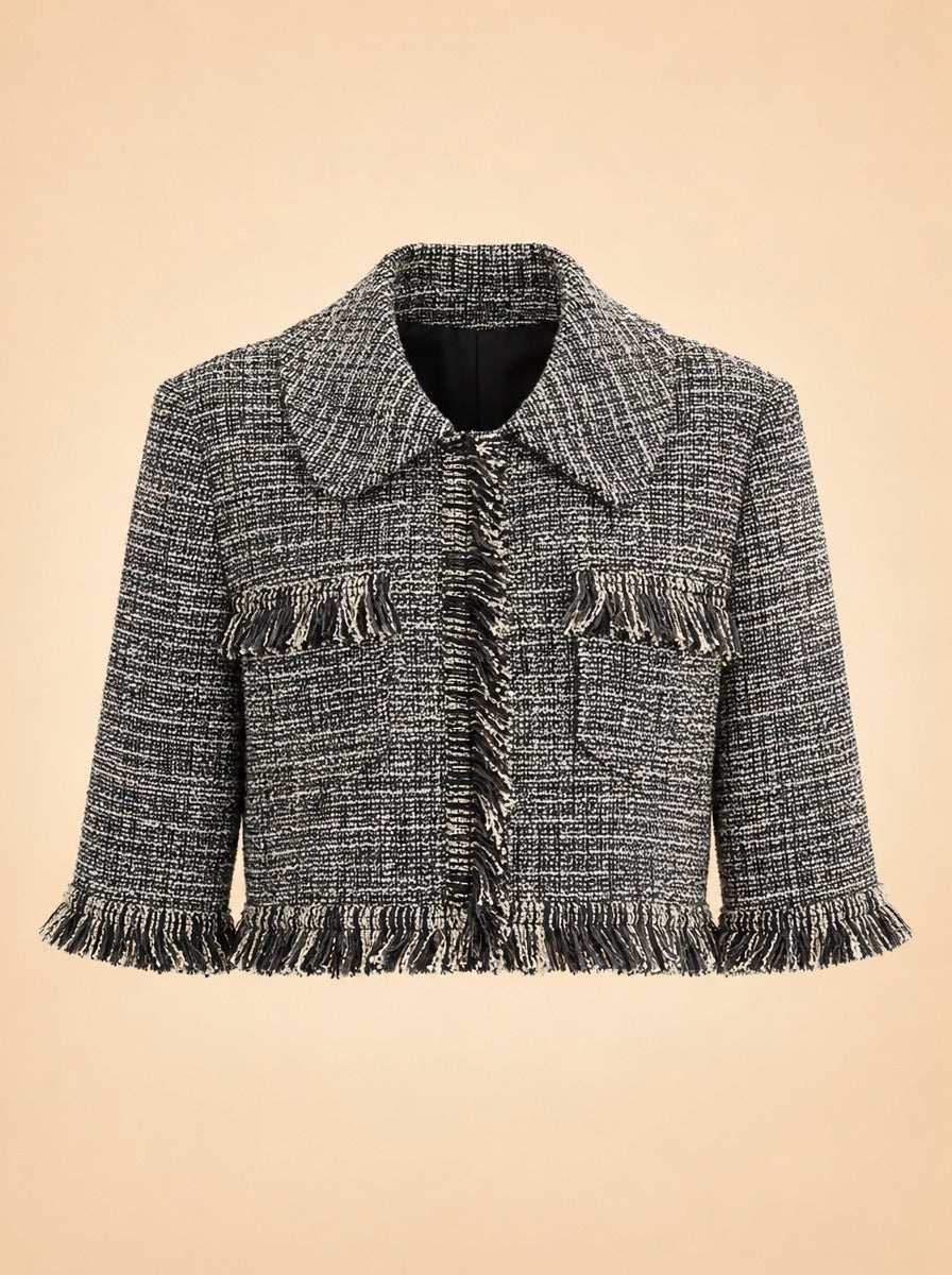 Cropped Sleeve Mini Jacket ghost_front