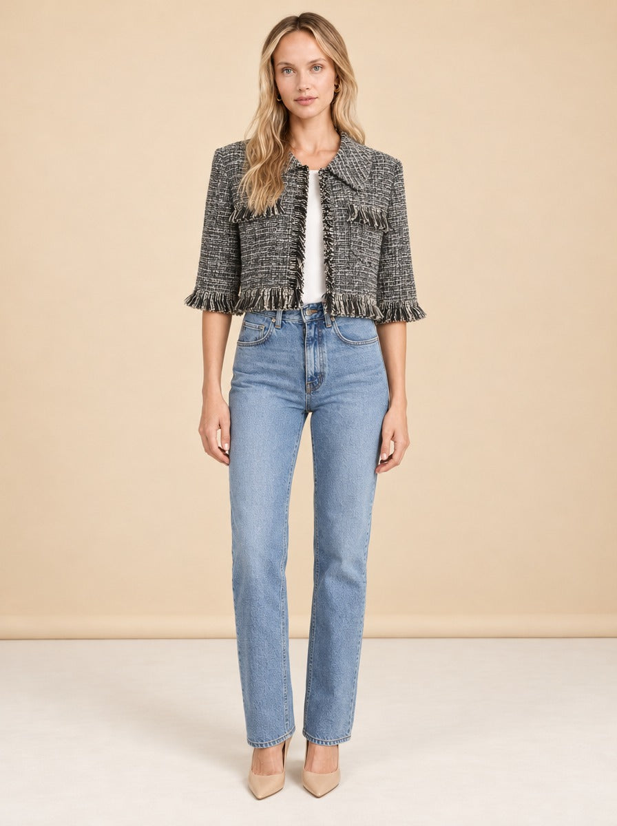 Cropped Sleeve Mini Jacket model_front
