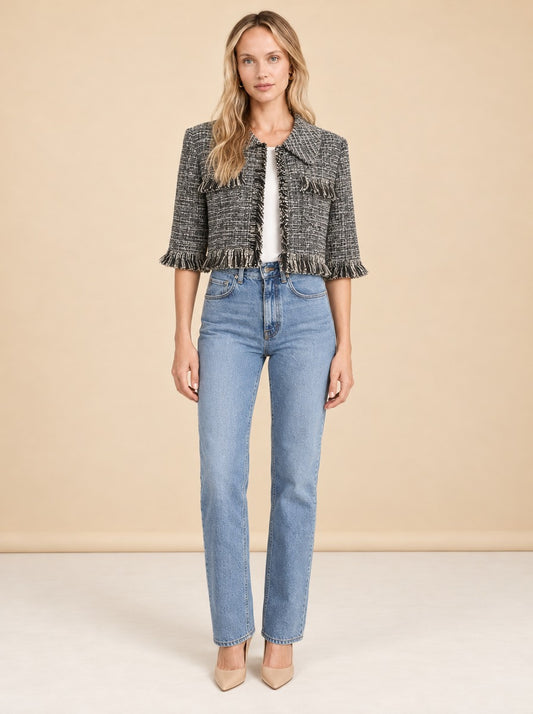 Cropped Sleeve Mini Jacket model_front