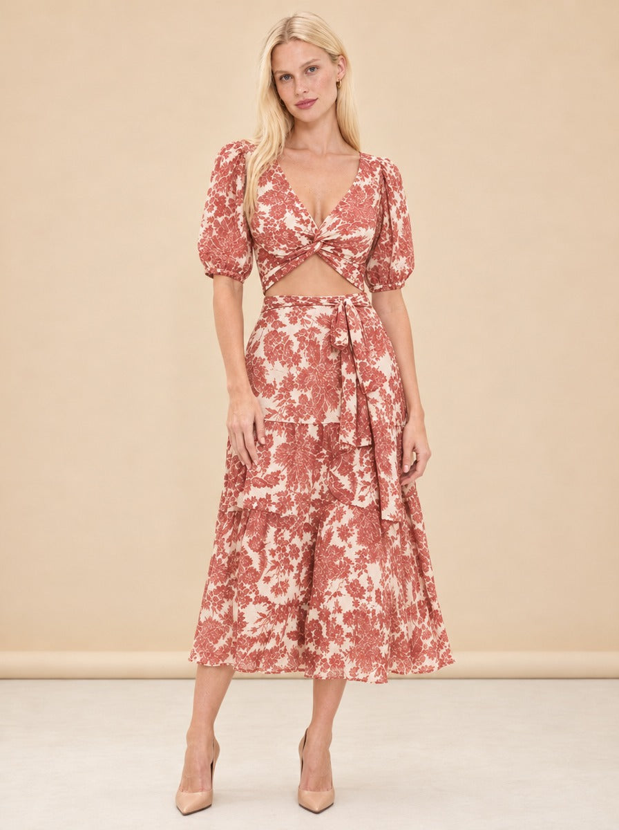 Cropped Wink Top & Wonder Printed Midi Skirt model_front_2