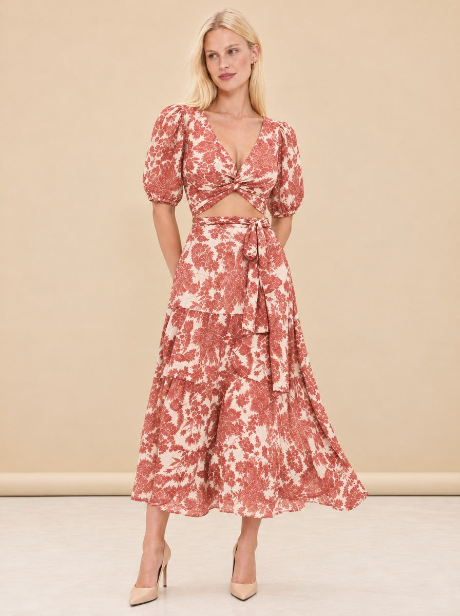 Cropped Wink Top & Wonder Printed Midi Skirt model_front_3