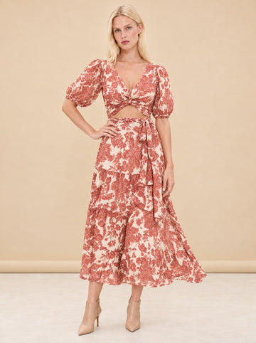 Cropped Wink Top & Wonder Printed Midi Skirt model_front
