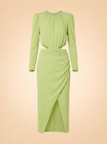 Crystal-Embellished Cutout Ruched Stretch-Jersey Midi Dress