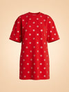 AREA Crystal-Embellished Polka-Dot Mini Dress (red) — front