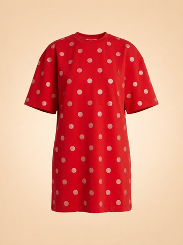 AREA Crystal-Embellished Polka-Dot Mini Dress (red) — front