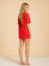 AREA Crystal-Embellished Polka-Dot Mini Dress (red) — detail