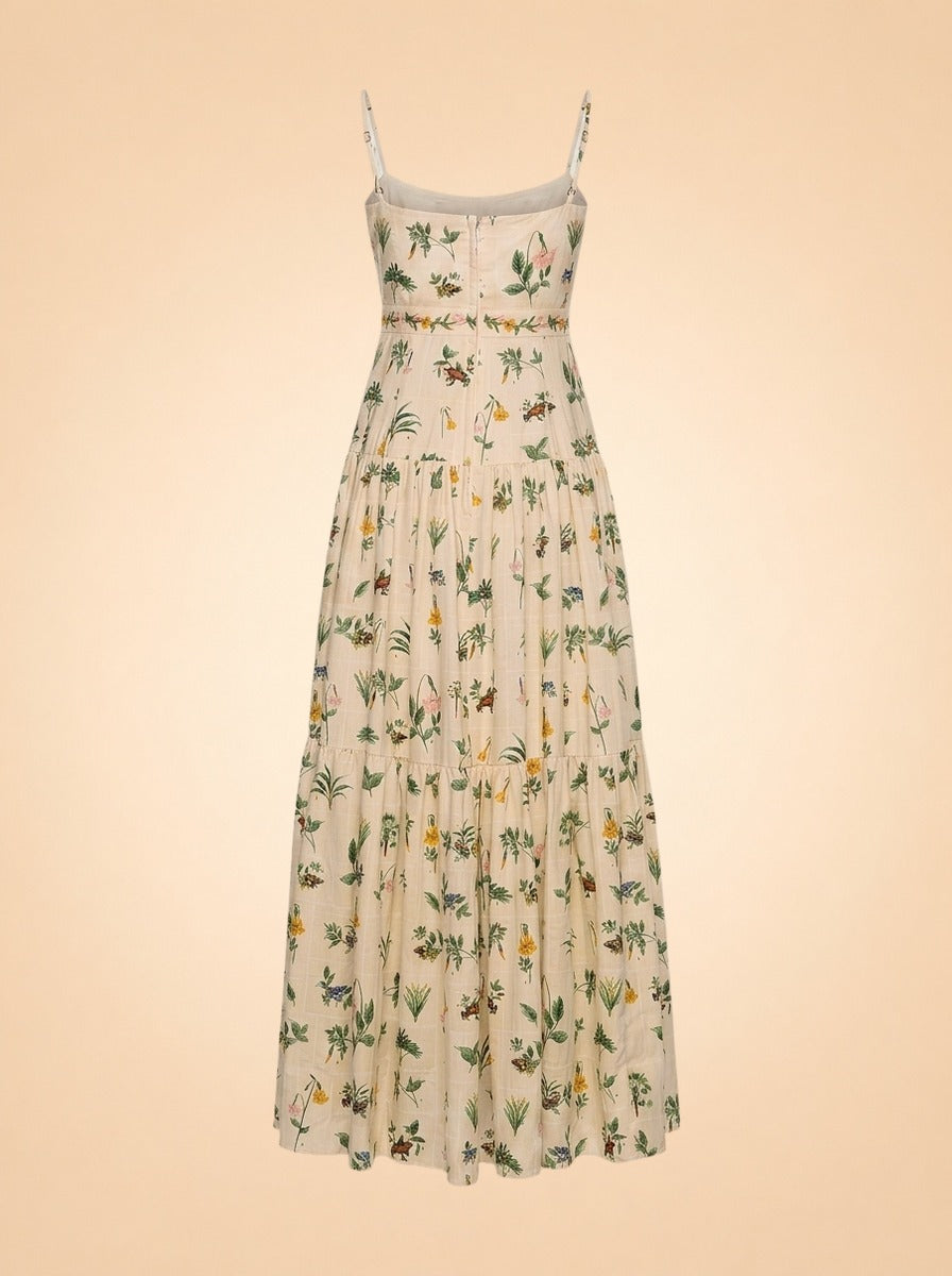 Curandera Lima Ranas Linen Tiered Maxi Dress — Agua by Agua Bendita