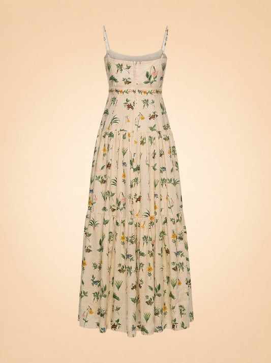 Curandera Lima Ranas Linen Tiered Maxi Dress — Agua by Agua Bendita