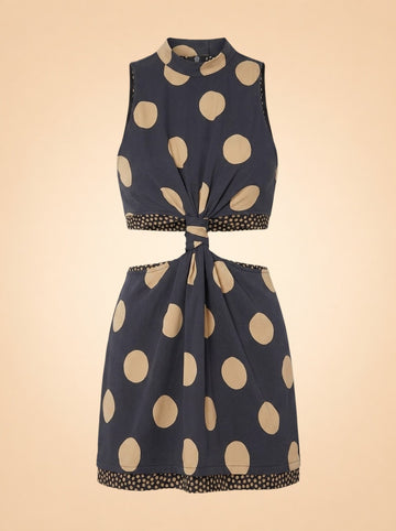 Proenza Schouler Cutout Polka-Dot Crepe Midi Dress — front