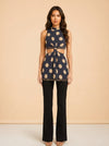 Proenza Schouler Cutout Polka-Dot Crepe Midi Dress — on model, front