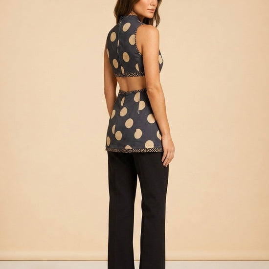 Proenza Schouler Cutout Polka-Dot Crepe Midi Dress — detail