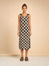 Danika Crochet Ankle Dress in Black/White