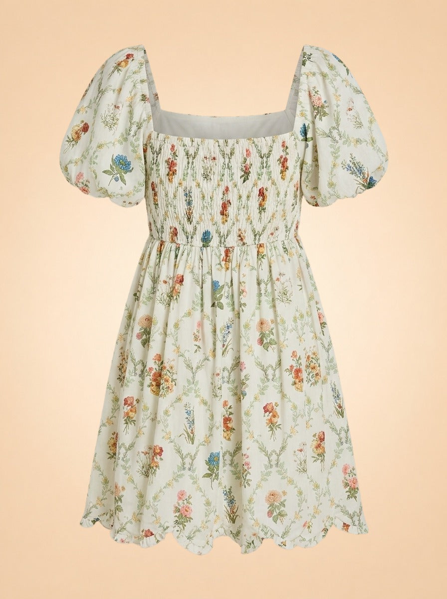 DAWN MINI DRESS X SADIE LOVING IN BLANC BOUQUET ghost_back