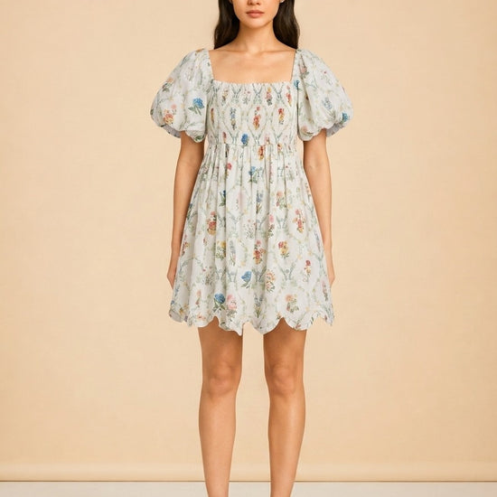 DAWN MINI DRESS X SADIE LOVING IN BLANC BOUQUET model_front