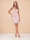 Lila Lace-Trim Jacquard Slip Mini Dress — model front 3