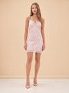 Lila Lace-Trim Jacquard Slip Mini Dress — model front