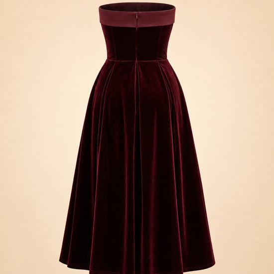 Delray - Port Velvet Bandeau Midi Dress ghost_back