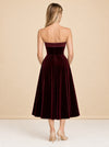 Delray - Port Velvet Bandeau Midi Dress model_back
