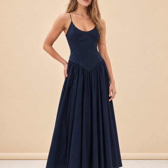 Dena Flared Maxi Dress - Blue model_front_3