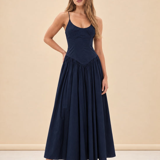 Dena Flared Maxi Dress - Blue model_front