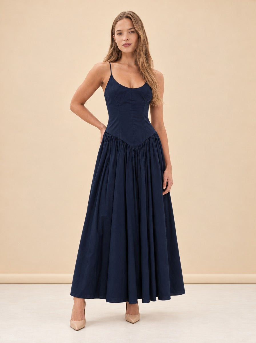 Dena Flared Maxi Dress - Blue model_front