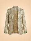 Desirae Embroidered Beaded Blazer - Light Gold/Mini Geometric Floral embroidery ghost_front