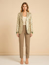 Desirae Embroidered Beaded Blazer - Light Gold/Mini Geometric Floral embroidery model_front