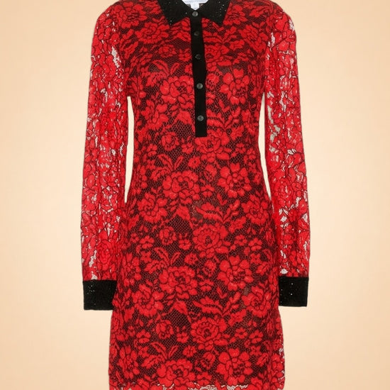 Diane von Furstenberg Red Lace Chemise Dress ghost_front
