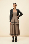 Strapless Midi Dress in Coco Check - Model #1