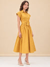 Betty Dupioni Tie-Waist Shirt Midi Dress — model front 2